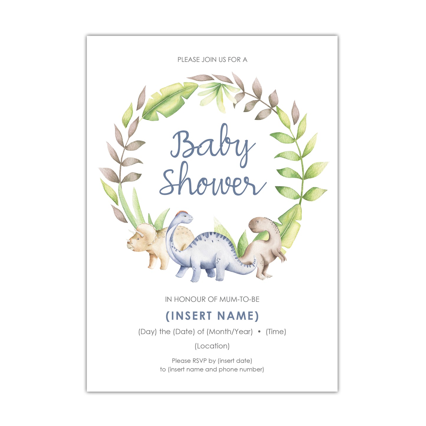 Dinosaur Baby Shower Invitation - CUSTOM DIGITAL DOWNLOAD