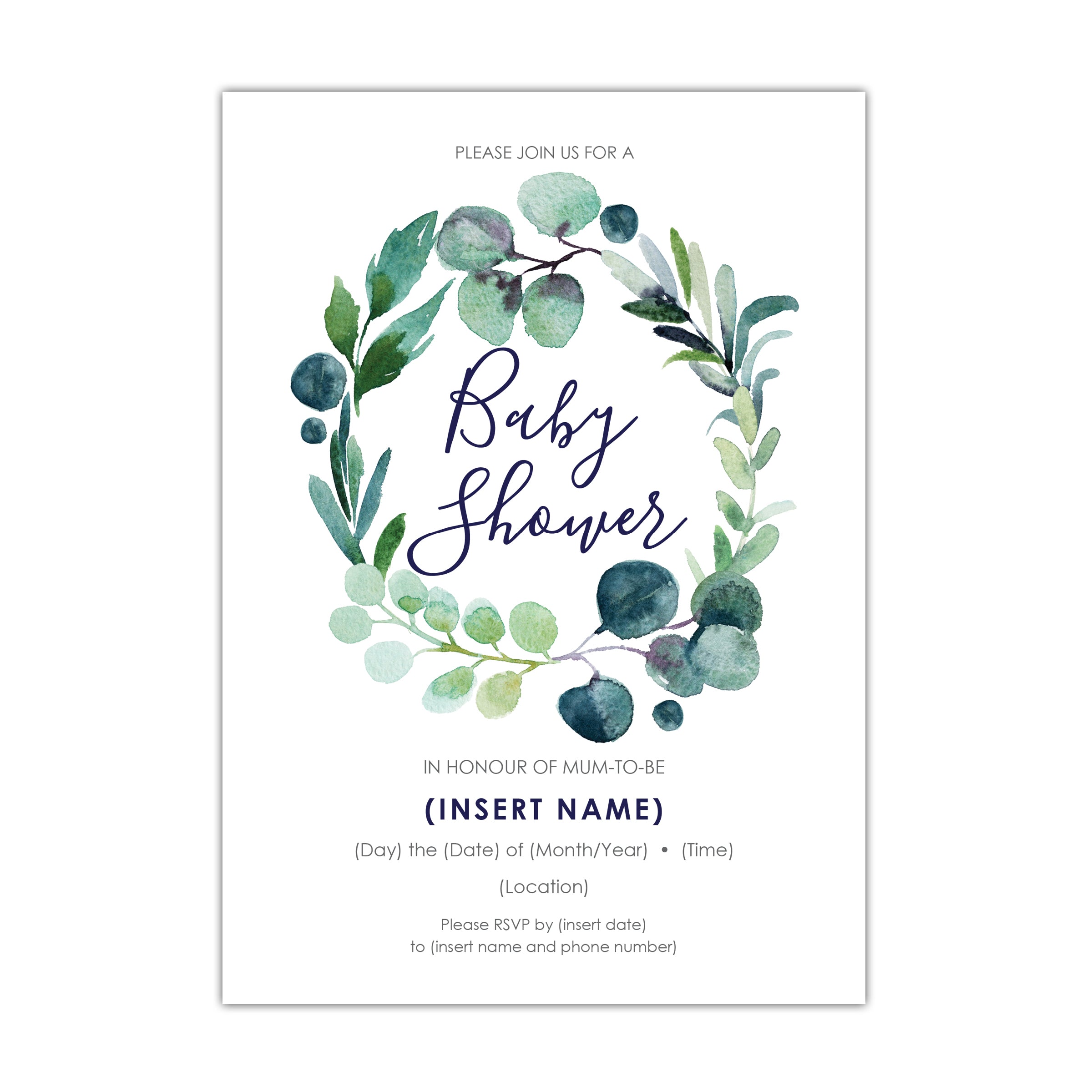 Eucalyptus baby sales shower invitation