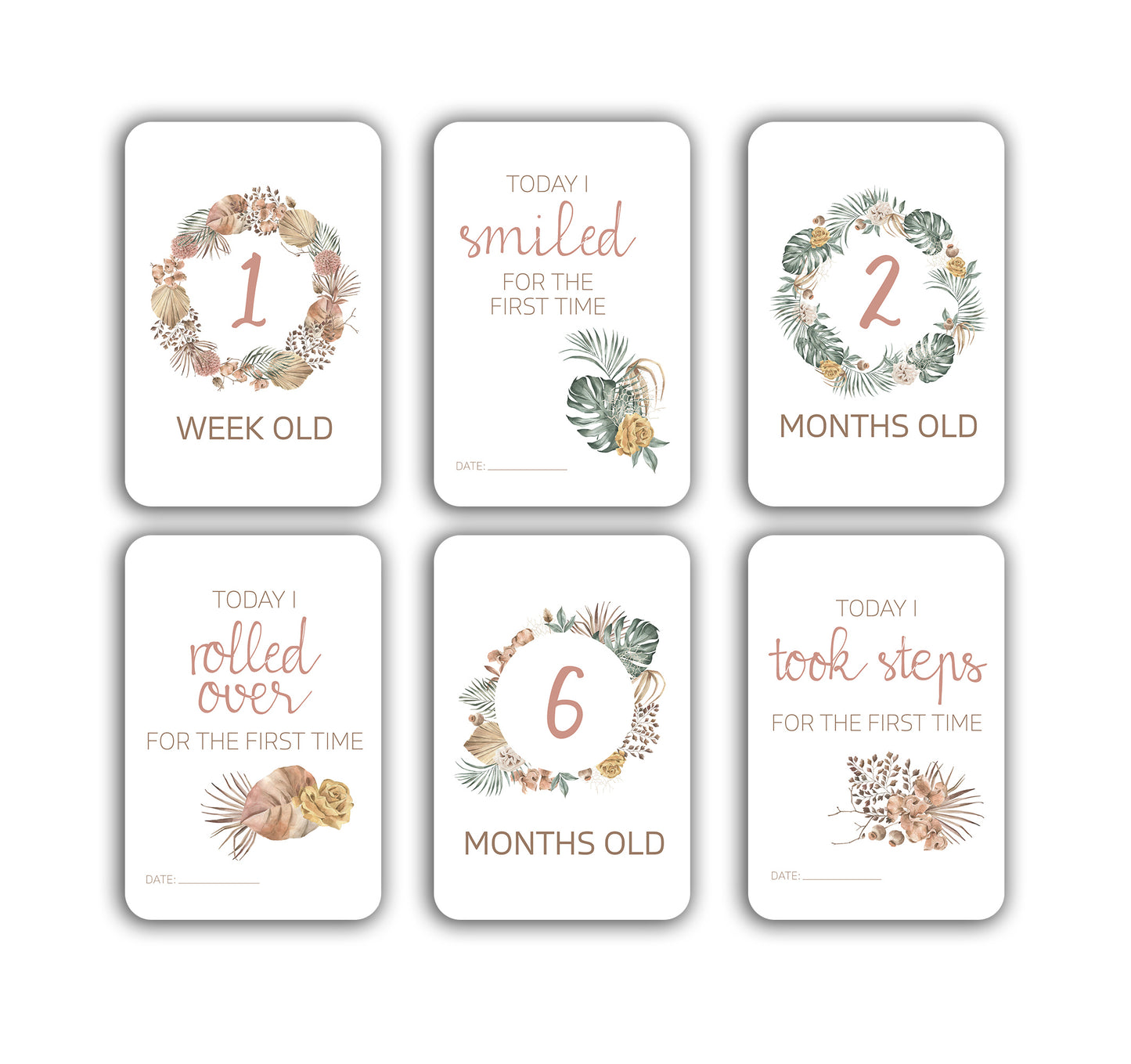 Dusty Rose Palm Baby Milestone Cards