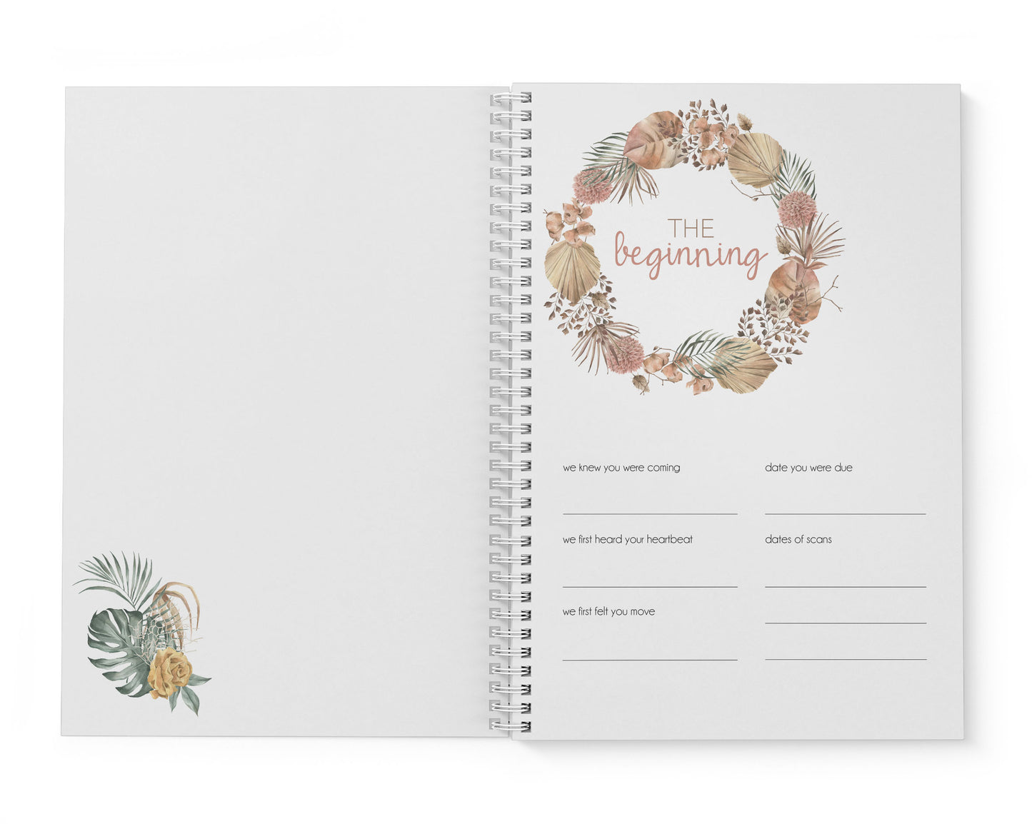 Dusty Rose Palm Baby Record Book