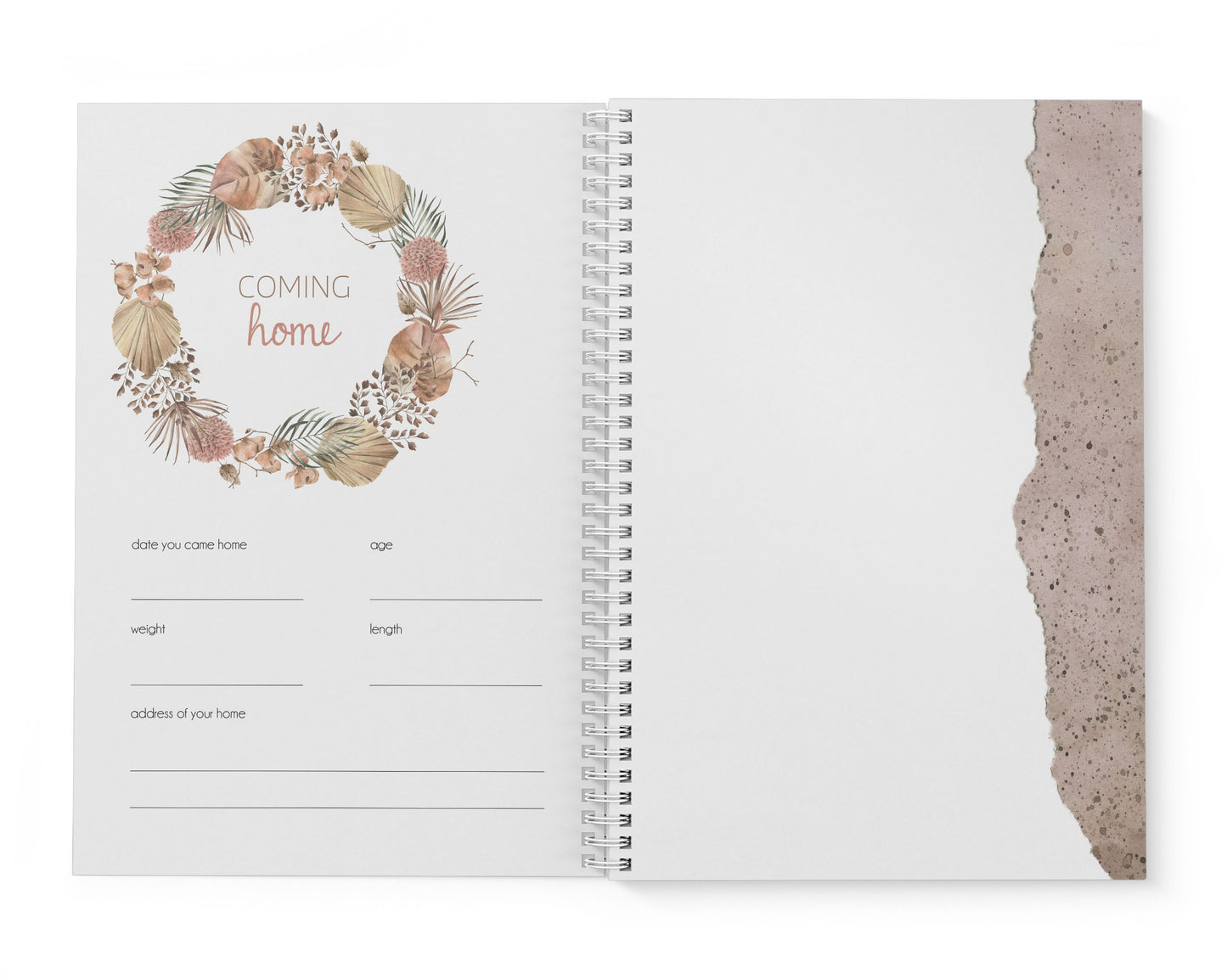 Dusty Rose Palm Baby Record Book